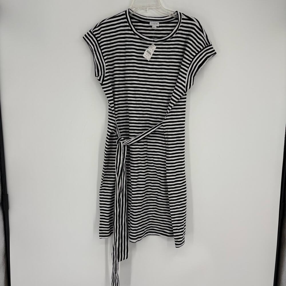 NWT J.‎ Crew Factory Black & White Stripe Nautical Casual Tie Dress Size Large